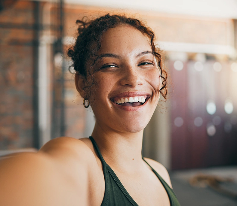 Smiling woman taking a selfie